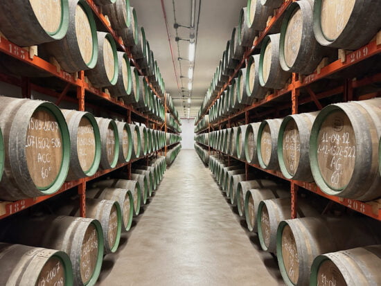 Room full of rum barrels at Destilerías Arehucas