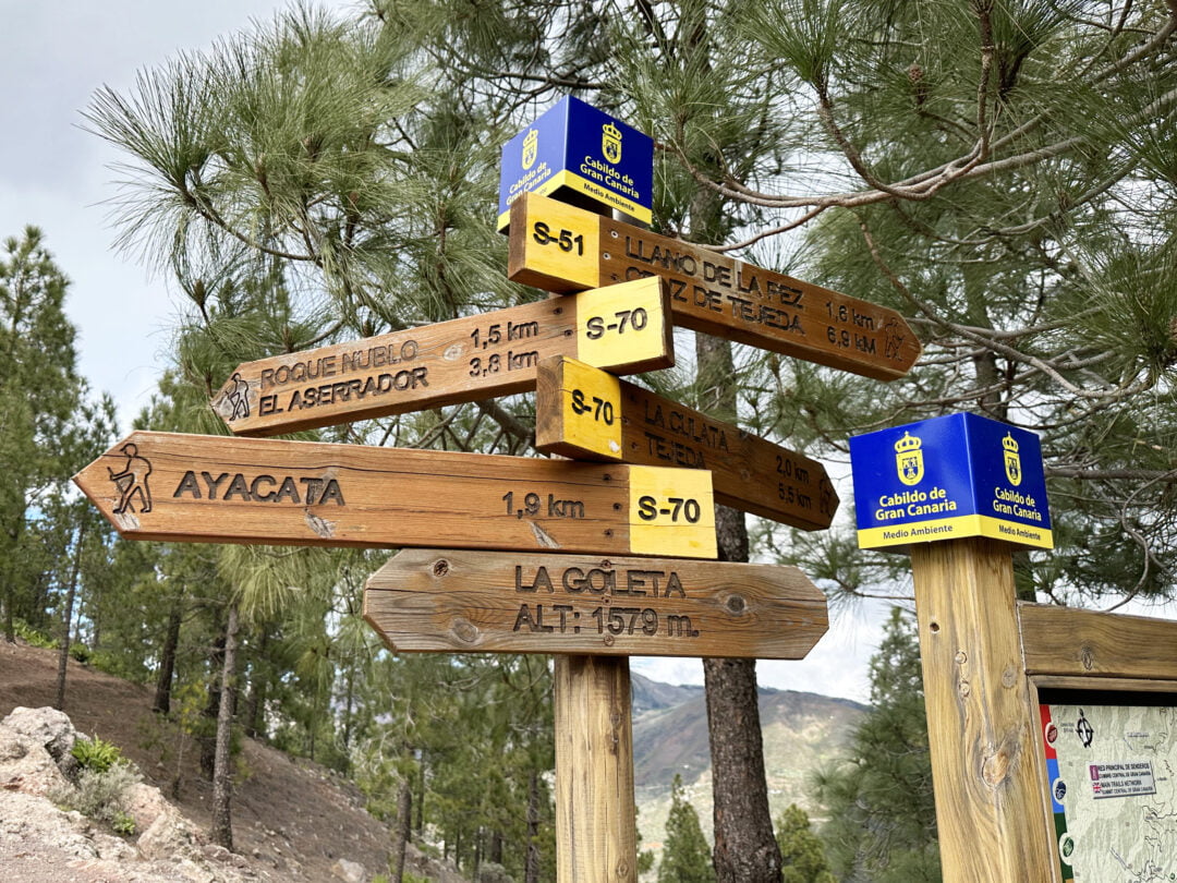 Hiking Route Signs around Roque Nublo